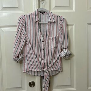 Long sleeve shirt, ties on the front. Sz:S